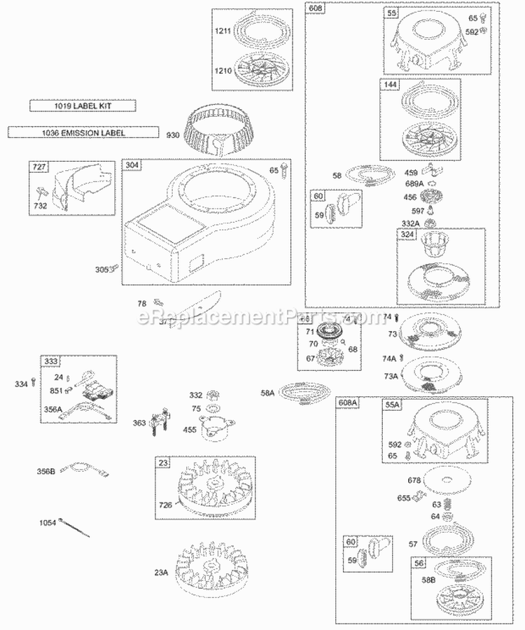 Blower Housing Flywheel Armature Rewind Diagram and Parts List for 197702-0015-E1  Briggs and Stratton Engine
